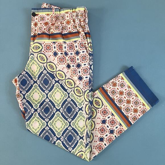 Johnny Was Pants - Johnny Was Pants Geometric Colorful Boho Cotton Trouser Size Large